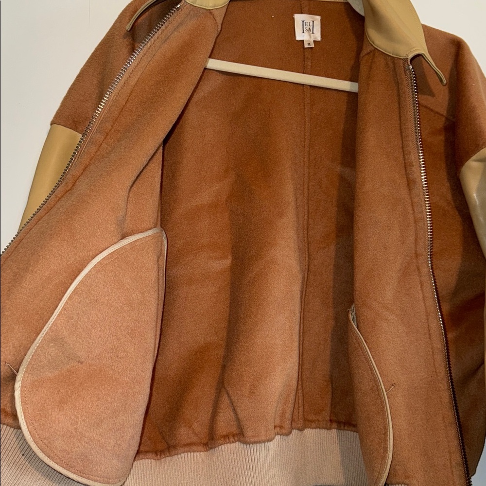Helsa - Faux Leather & Wool Blend Bomber - Picture 6 of 8